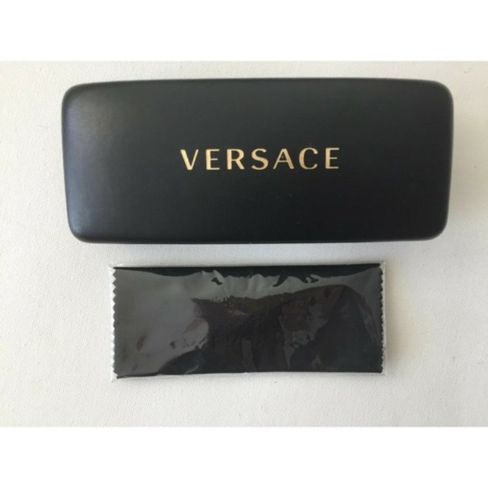 Versace Eyeglasses / Sunglasses Hard Case Black Gold Medium Size W Cloth